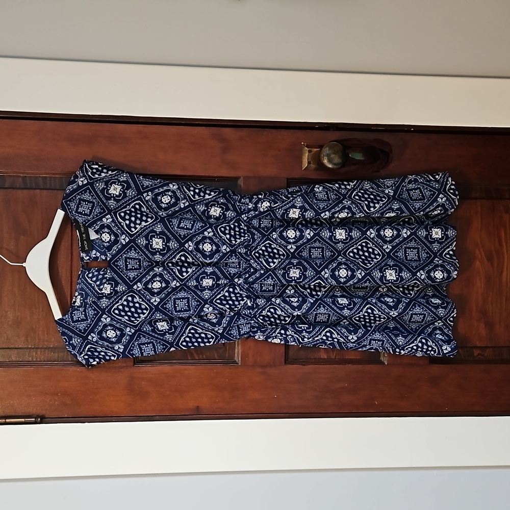 Sleeveless Mini Dress - size S - blue print